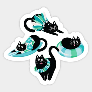 Purrfect Purradise - aqua blue Sticker